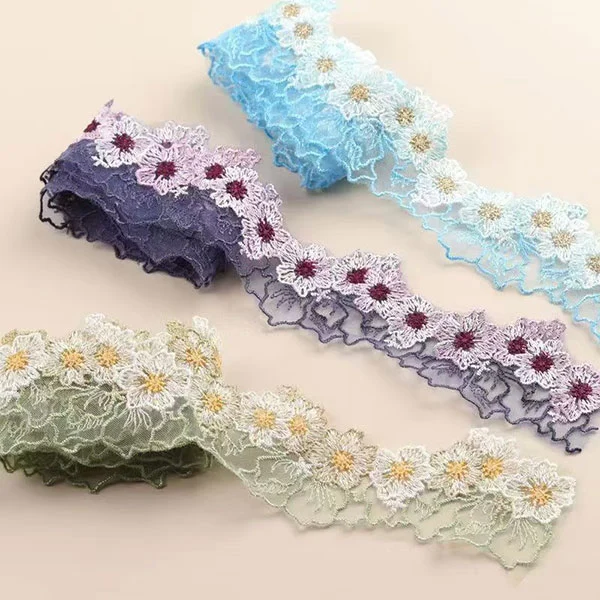 Double Color Thread Mesh Embroidery Lace Double Color Thread Mesh Embroidery Lace