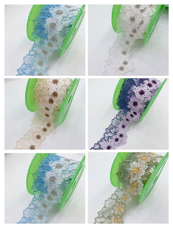 Double Color Thread Mesh Embroidery Lace Double Color Thread Mesh Embroidery Lace