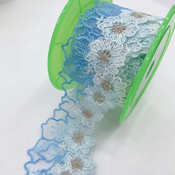 Double Color Thread Mesh Embroidery Lace