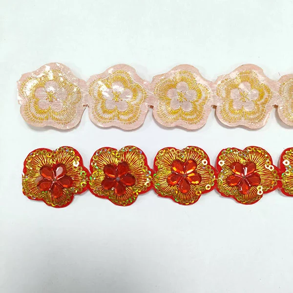 Rhinestone Lace Embroidery Lace With Back Glue Lace Trimming For Clothing Rhinestone Lace Embroidery Lace With Back Glue Lace Trimming For Clothing