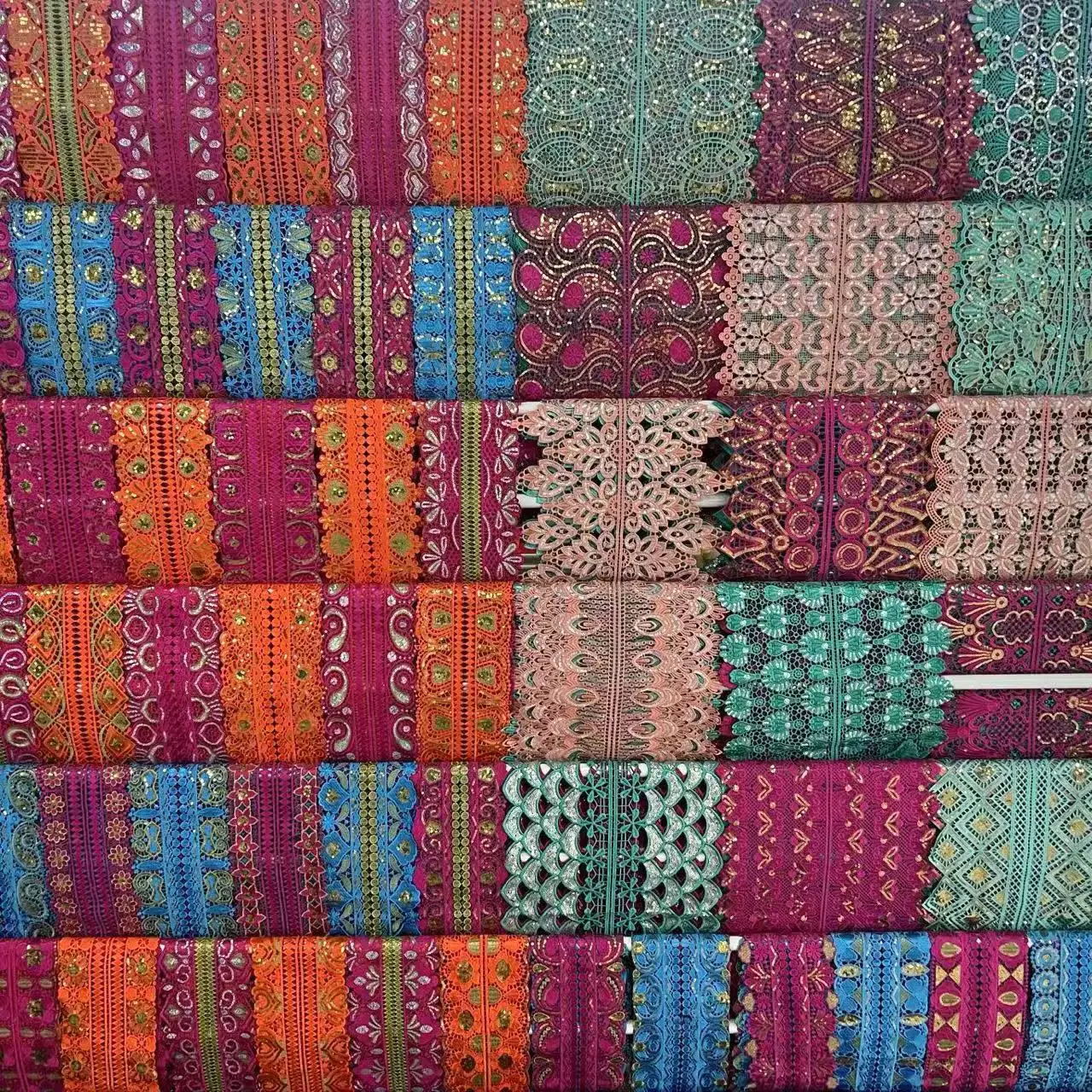 Wholesale 25cm Embroidery Polyester Trim Ab Sequins Lace With 3d Rose Flower For Clothing