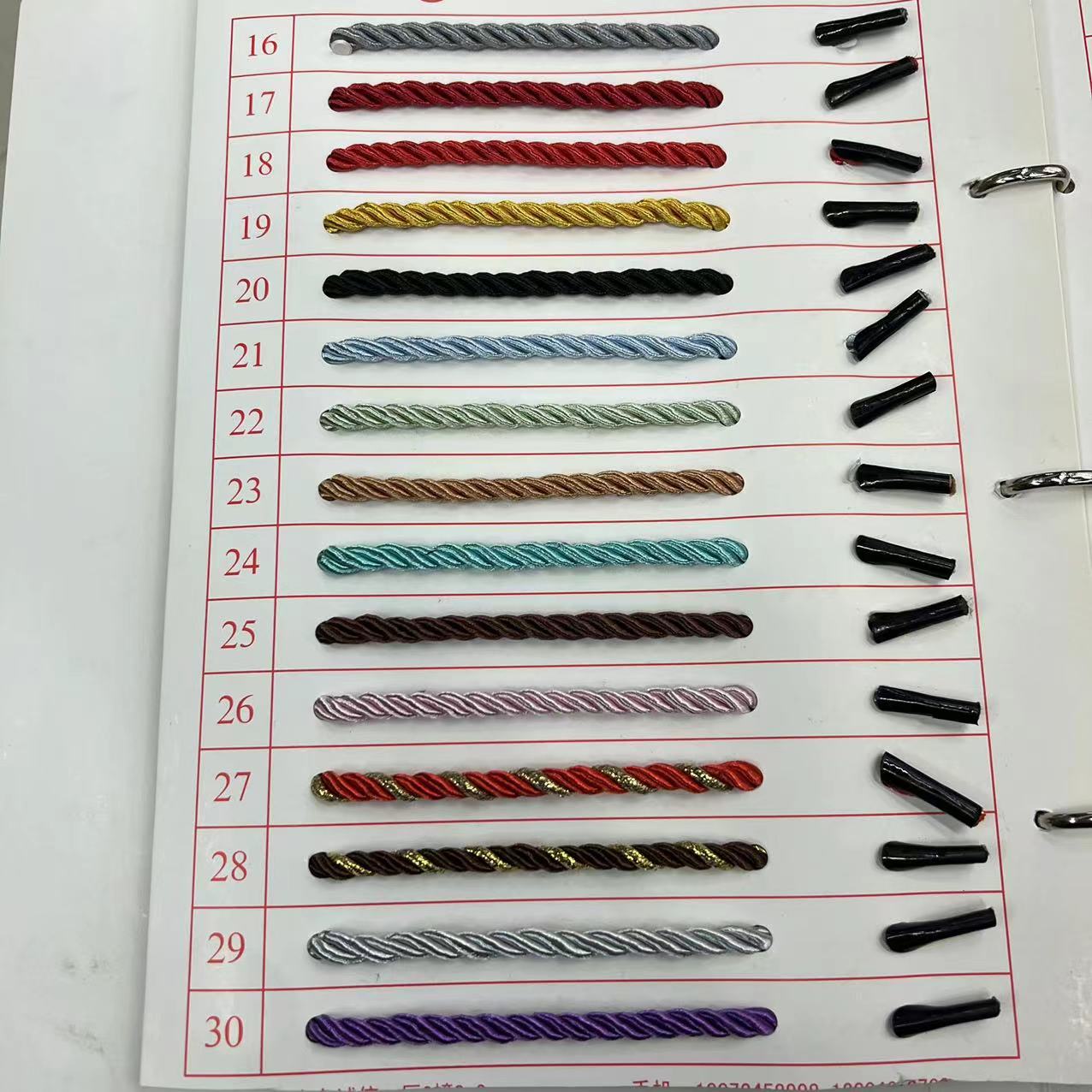 Solid Color 7mm Strands Colored Silk Rope Decoration Silk Rope