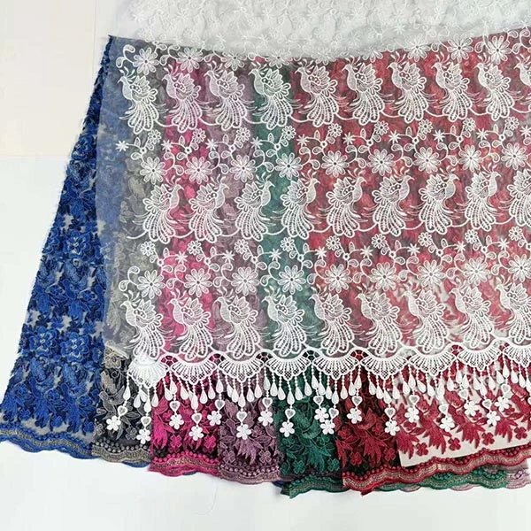 घाऊक सुंदर 3D फ्लॉवर बीड स्वस्त टेक्सटाईल एम्ब्रॉयडरी फॅब्रिक स्विस व्हॉइल लेस ट्रिम 2021